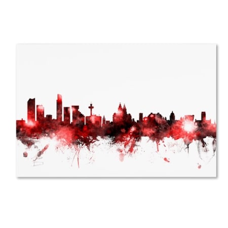 Michael Tompsett 'Liverpool Skyline Red 2' Canvas Art,22x32